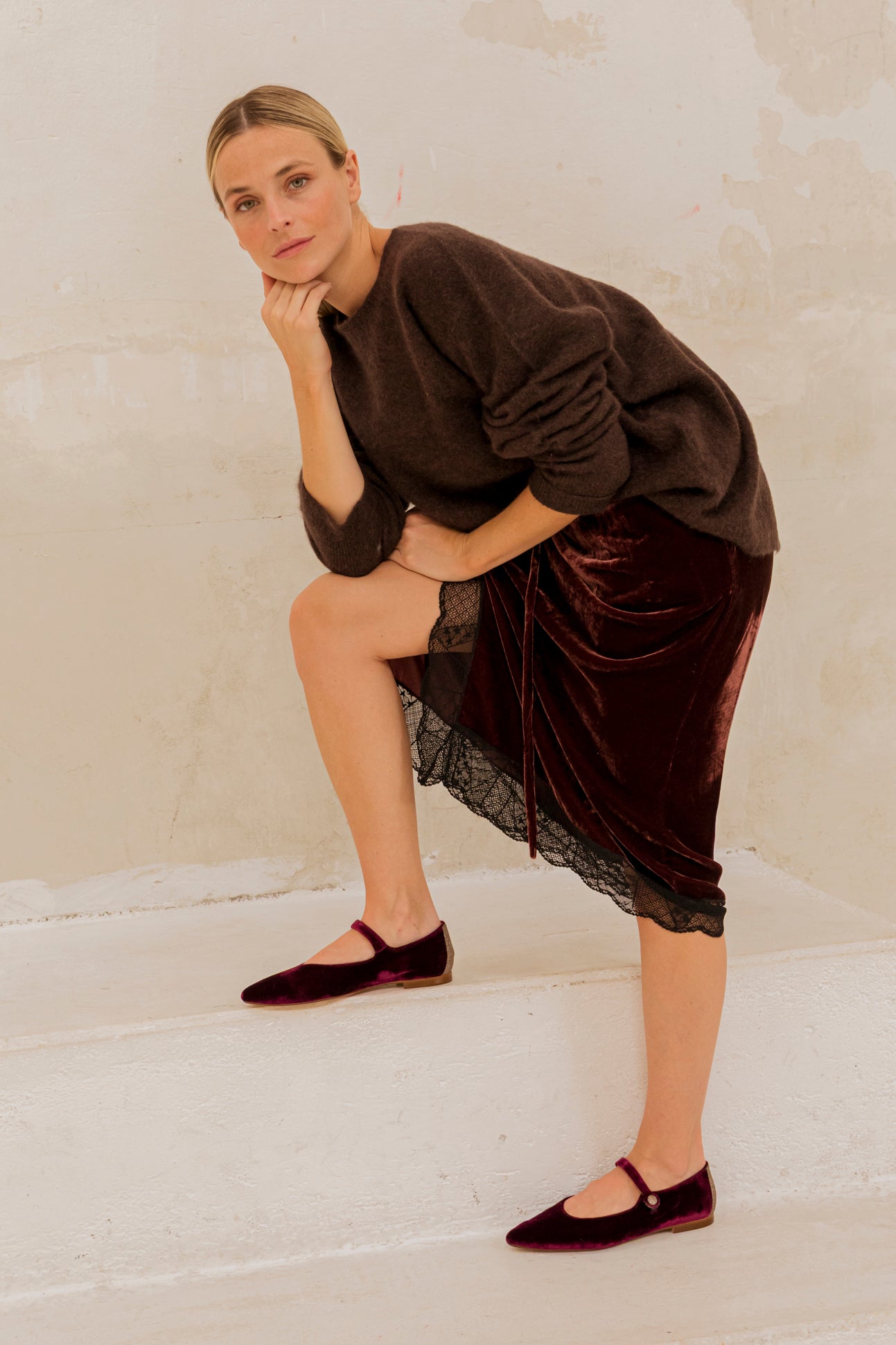 Dana Burgundy Velvet